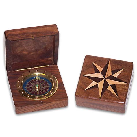 metal rose in wooden box|Compass Rose Wooden Box .